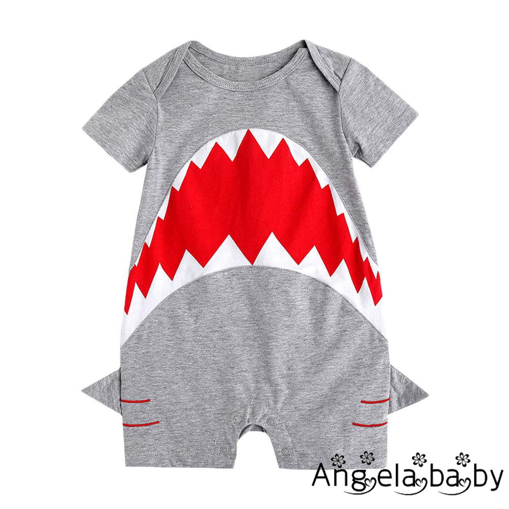 Bộ áo liền quần in hình cá mập cho bé trai &amp; gái