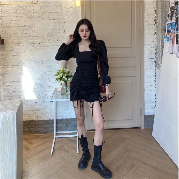 [SALE CHÀO HÈ] Váy chun body rút dây cổ vuông tay bồng | BigBuy360 - bigbuy360.vn