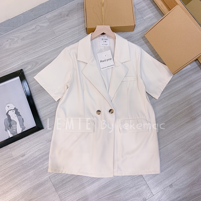 Áo Blazer Kẻ Sọc Caro Ngắn Tay Túi Nắp - Ảnh thật Lekemqc ❤️