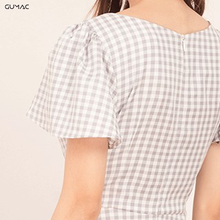 Đầm caro tay loe DA538 GUMAC