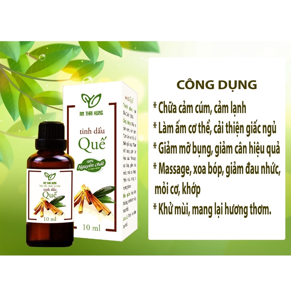 Tinh dầu thiên nhiên An Thái Hưng dùng massage, khử mùi, diệt khuẩn, làm ấm cơ thể, thư giãn lọ 10ml