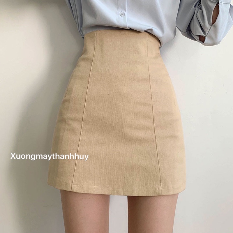Chân Váy Kaki Nữ Bassic Lưng Cao, Có Quần Trong Msf 558