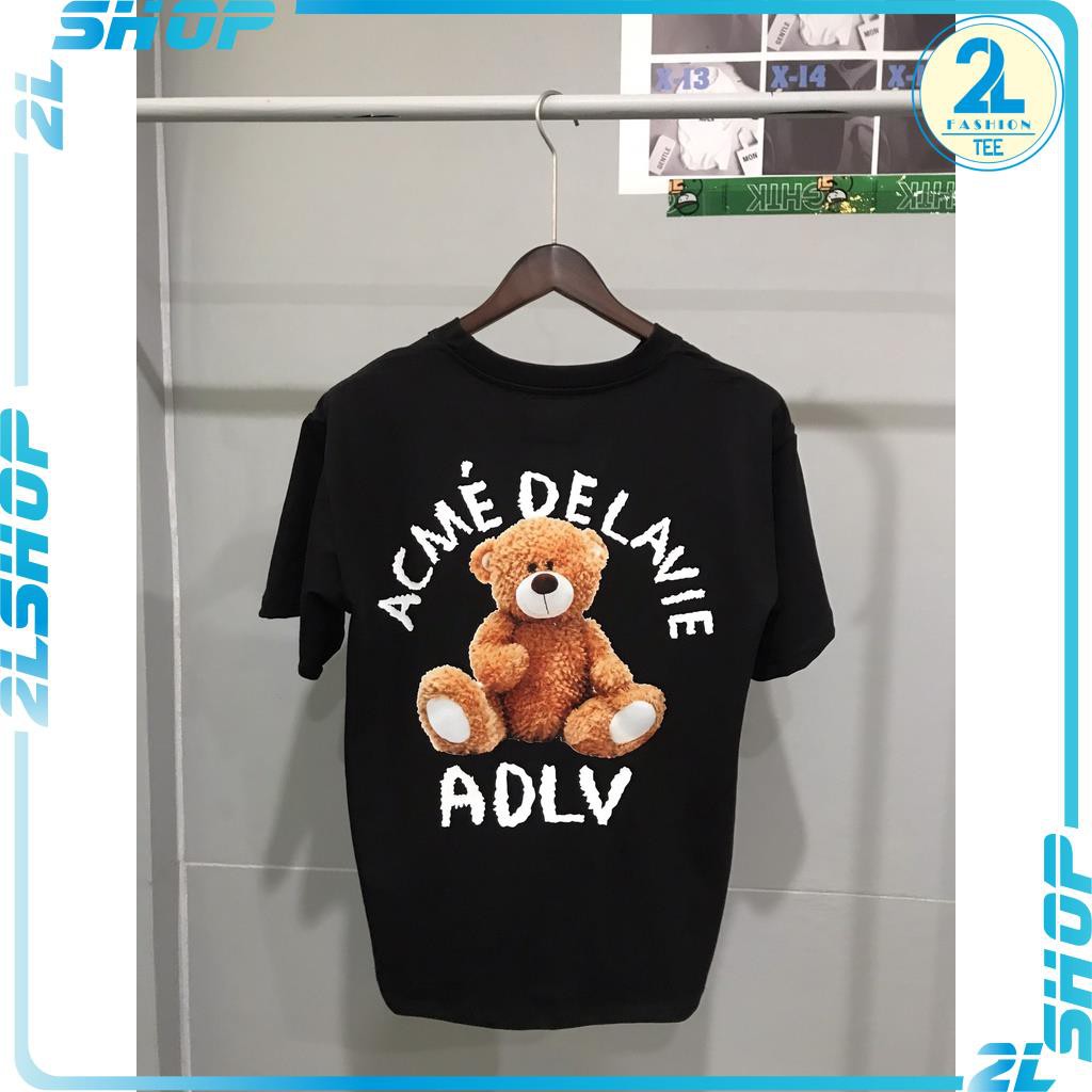 Áo thun Tay Lỡ Unisex  ADLV In Hình Con Gấu ÁcMe ngồi 2021, áo phông nam nữ form rộng JUNSHOP