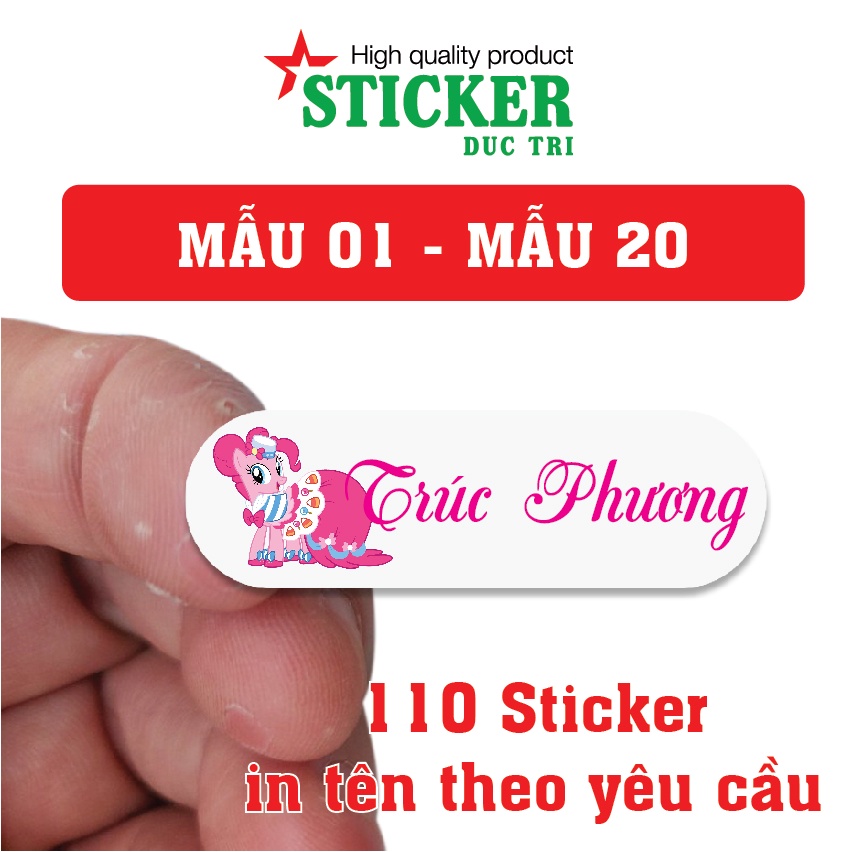 🔥 110 Sticker Miếng Dán Tem Tên Bé in theo yêu cầu 🔥 Decal nhựa chống nước 🔥 Mẫu 01 đến Mẫu 20.