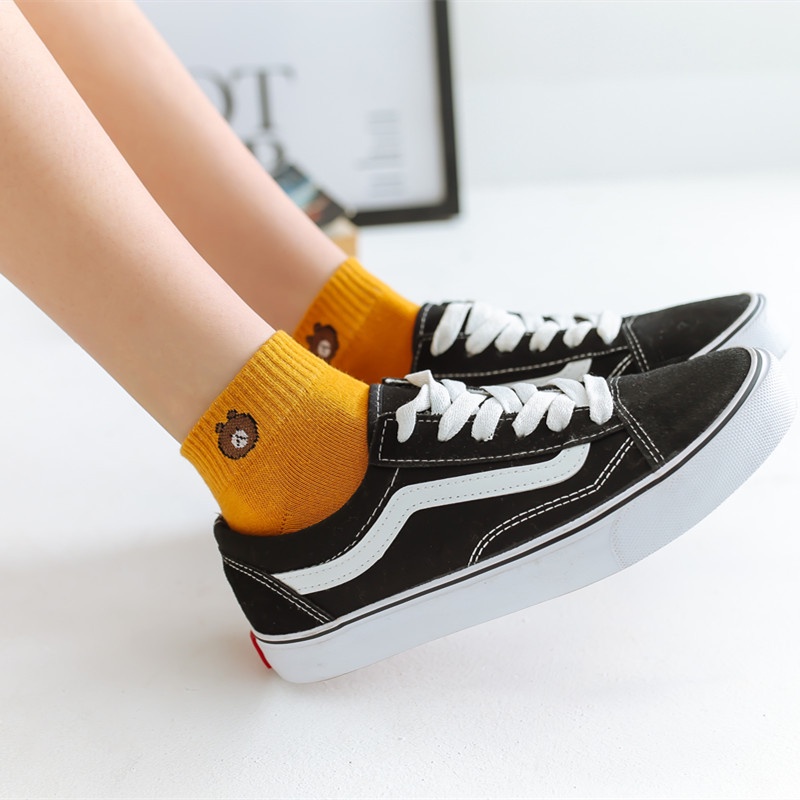 Tất chân nữ cổ ngắn co giãn họa tiết con gấu đẹp - Màu sắc trẻ trung hợp thời trang VS STORE