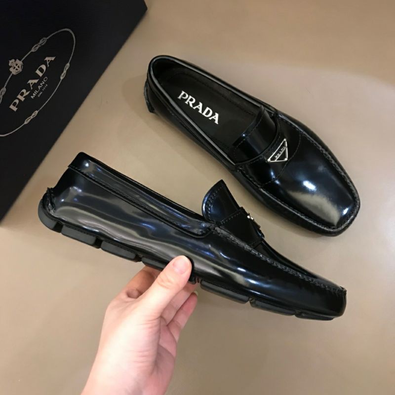 Giày lười nam da bóng Prada năng động, da bò nhập khẩu