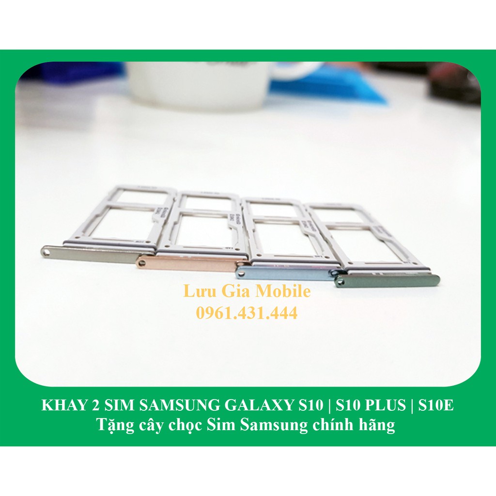 Khay 2 Sim Samsung Galaxy S10 | S10 Plus | S10E chính hãng G975 G973 G970 + Tặng cây Chọc Sim chính hãng