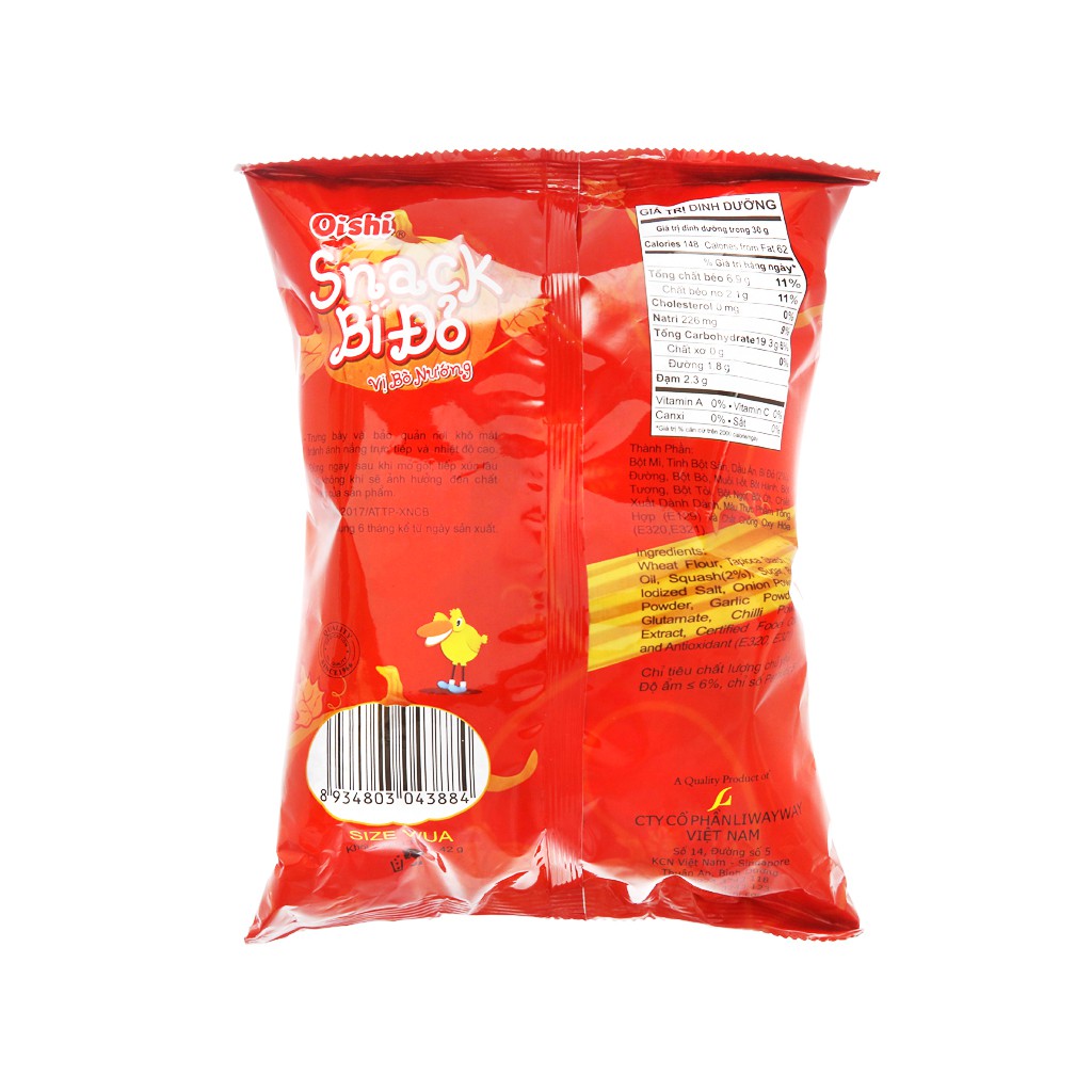 Snack BÍ ĐỎ vị bò nướng Oishi gói 40g_KK0050
