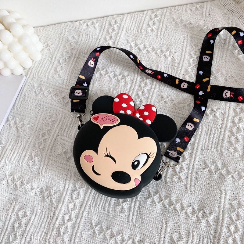 Túi Đeo Chéo Mini Họa Tiết Chuột Mickey Minnie Dễ Thương Dành Cho Bé Gái