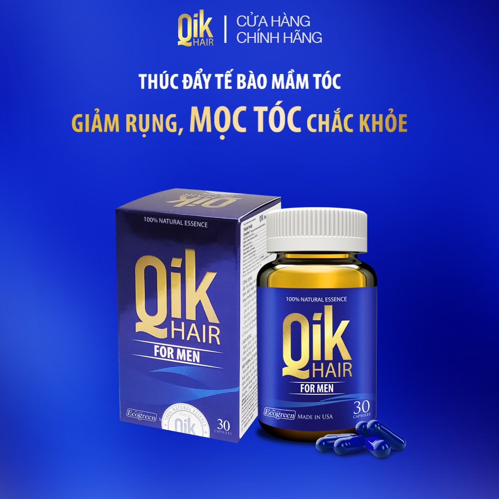 [Mã FMCGMALL -8% đơn 250K] Viên uống QIK HAIR (cho Nam) giảm rụng, mọc tóc chắc khỏe (30 viên)