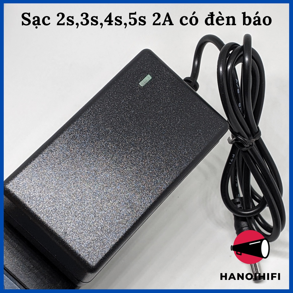 Sạc 2S,3S, 4S, 5S  Vuông 12.6V - 2A , Có Đèn Báo Đầy, Giắc Sạc 5.5*2.1mm. sạc cho máy khoan, sạc loa, sạc pin 18650