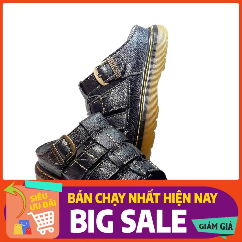 Xả Kho Giá Gốc - FreeShip Dép Nam quai ngang Doctor Dr.Martens da bò cao cấp hàng VNSX - Đế Lót Da Bò - Mã D2