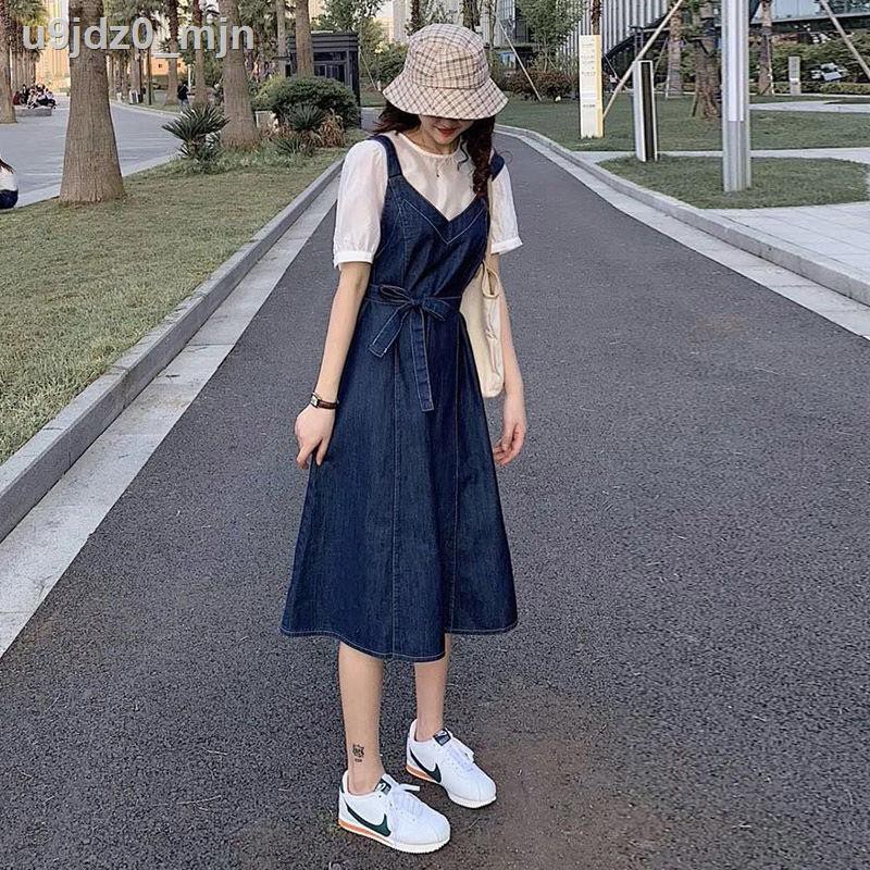 Maternity clothes, summer two-piece dress, trendy fashion, casual, age-reducing hot mom personality, denim suspender ski | BigBuy360 - bigbuy360.vn