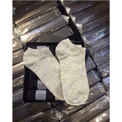 Hộp 10 đôi tất cổ ngắn, chất liệu cotton chống hôi chân, thấm hút mồ hôi, hộp nhiều màu.