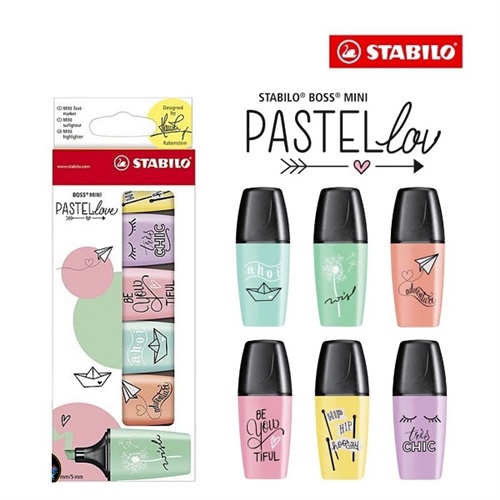 Bộ 6 Bút dạ quang STABILO BOSS MINI Pastel (HLP07-C6)