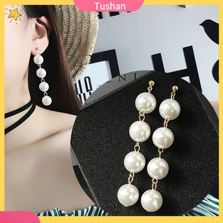 Bông tai dài kết hợp nhận trai nhân tạo quý phái nữ tính