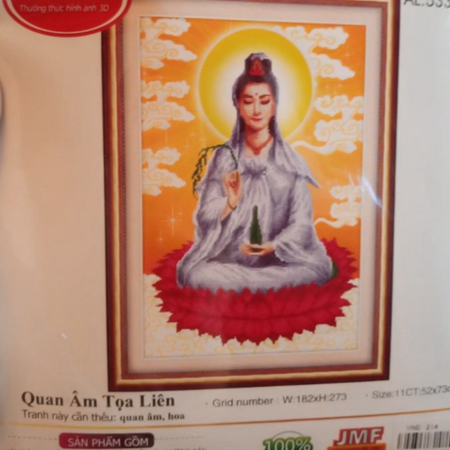 Tranh thêu Quan Âm ms 53367 (52x75) chưa thêu