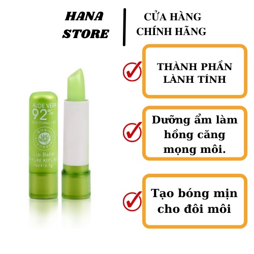 Son Dưỡng Môi Chống Nẻ Nha Đam Lô Hội 92% Aloe Mỹ Phẩm Hana Chăm Sóc Da Môi Thương Hiệu Hàn Quốc