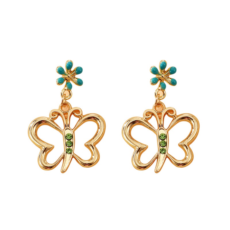 Retro Temperament Jewelry Premium Luxury Zircon Earrings Diamonds Smart Butterfly Flowers Earrings for Women Gift