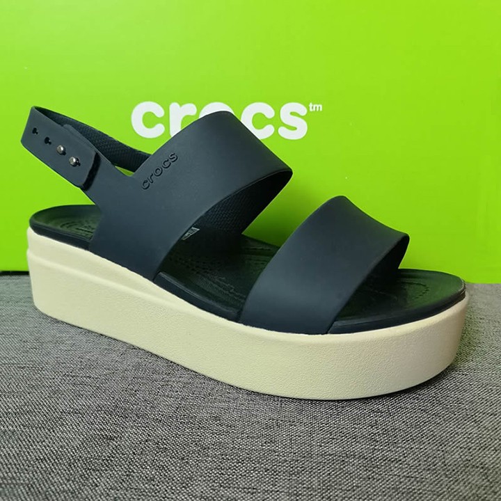 dép sandal đế xuồng 5cm nhựa cá sấu blooklyn low wedge đi mưa, lội nước, đi biển, chống hôi chân