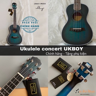 Đàn Ukulele Concert Gỗ Ukboy màu xanh đen