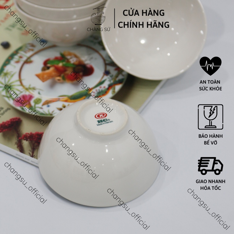 Bộ bát đĩa ăn cơm gia đình đẹp 12 món cơ bản - Set chén dĩa sứ trắng dễ thương HC B12