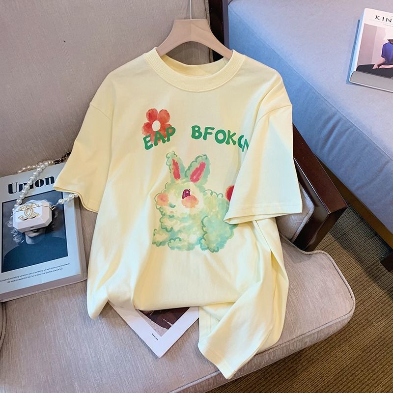 Áo Thun Ngắn Tay Size Lớn In Họa Tiết Thời Trang Mùa Hè Mới Cho Nữ