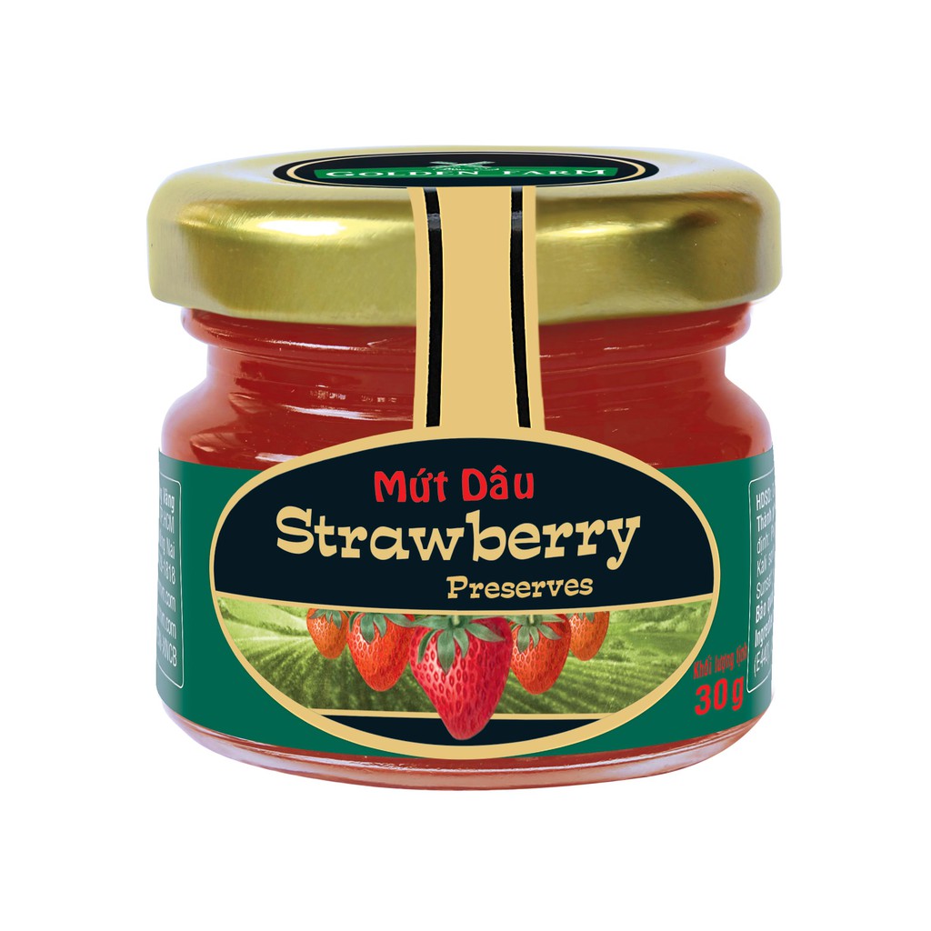Mứt Dâu Strawberry Preserves GOLDEN FARM 30G - Dùng ăn kèm kem, sinh tố, bánh mì, sandwich, trà nóng