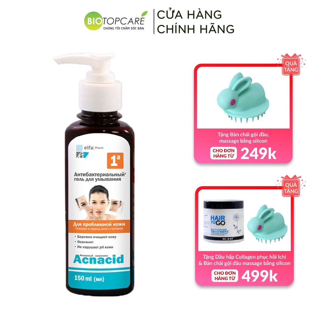 [Mã INCU50 giảm 50K đơn 250K] Gel rửa mặt kháng khuẩn Elfa Pharm Acnacid dành cho da mụn 150ml - BioTopcare Official | BigBuy360 - bigbuy360.vn