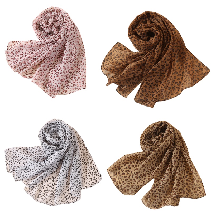 Khăn Choàng Cổ Chiffon In Họa Tiết Da Báo Phong Cách Hồi Giáo Dành Cho Nữ