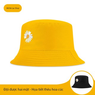 [NÓN BUCKET] - Hoa Cúc Thêu Nổi, Dùng Được Cả 2 Mặt
