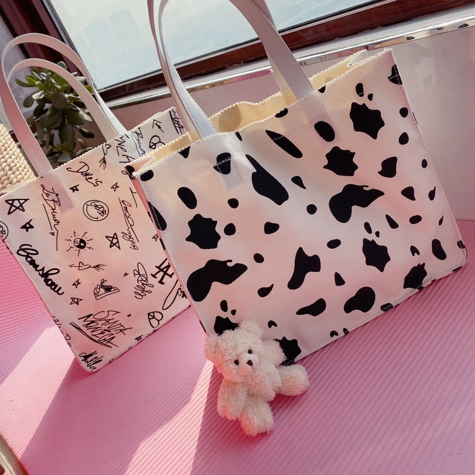 Túi Vải Canvas Mềm In Họa Tiết Phong Cách Harajuku Nhật Bản Cho Nữ