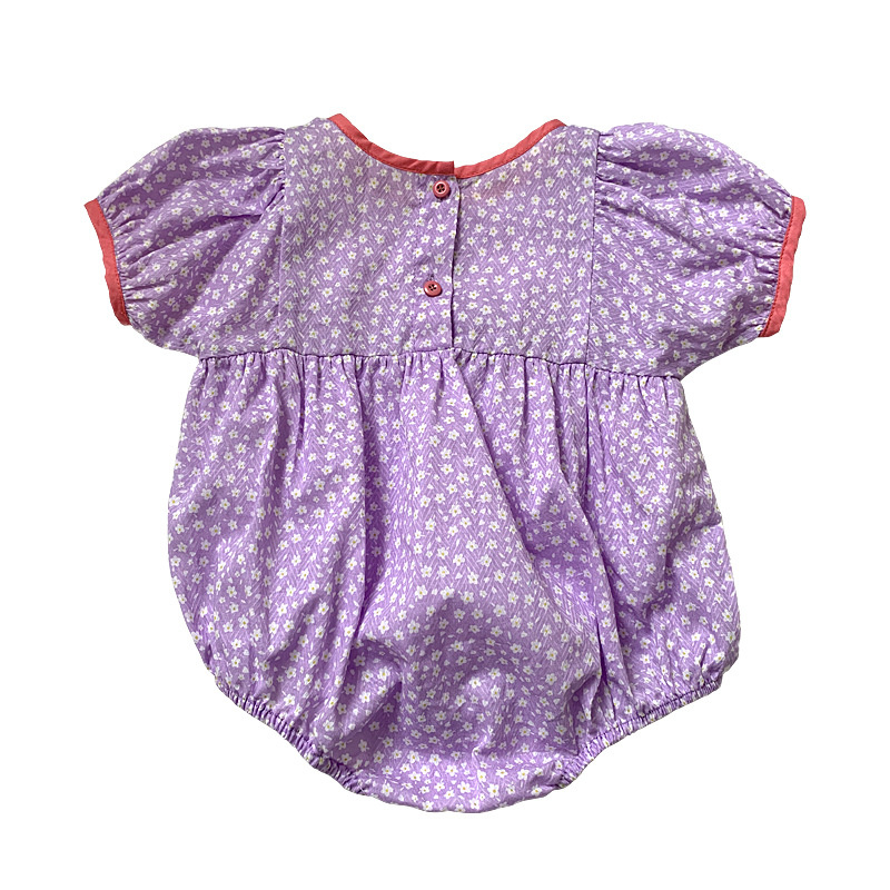 Bộ Áo Liền Quần Tay Ngắn In Hoa + Mũ Thời Trang Mùa Hè Dễ Thương Cho Bé Gái Sơ Sinh