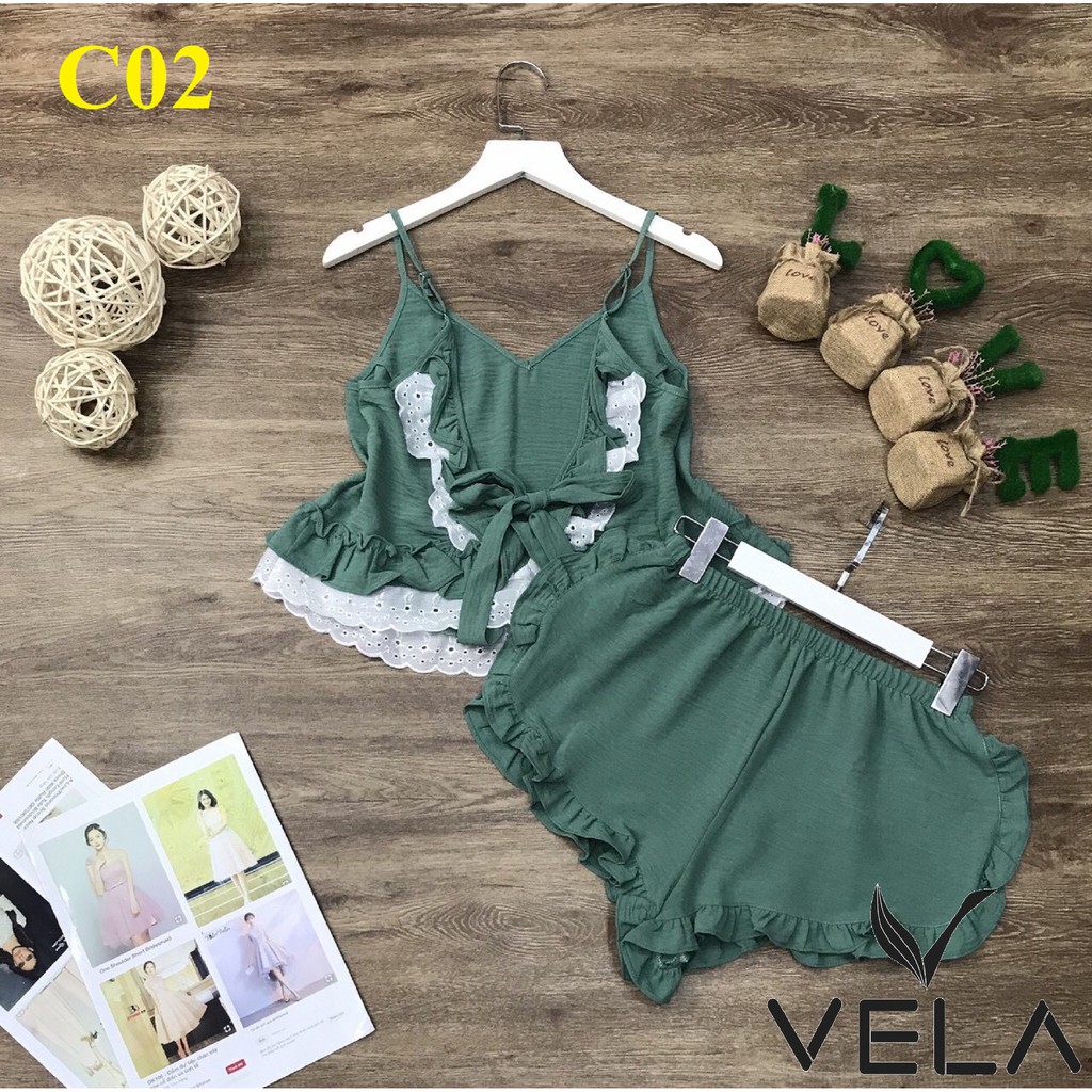 Bộ đồ 2 dây nơ lưng ren | BigBuy360 - bigbuy360.vn