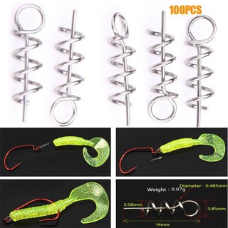 Bộ 100 Móc Lò Xo Bằng Thép Không Gỉ Cho Mồi Câu Cá Dạng Mềm