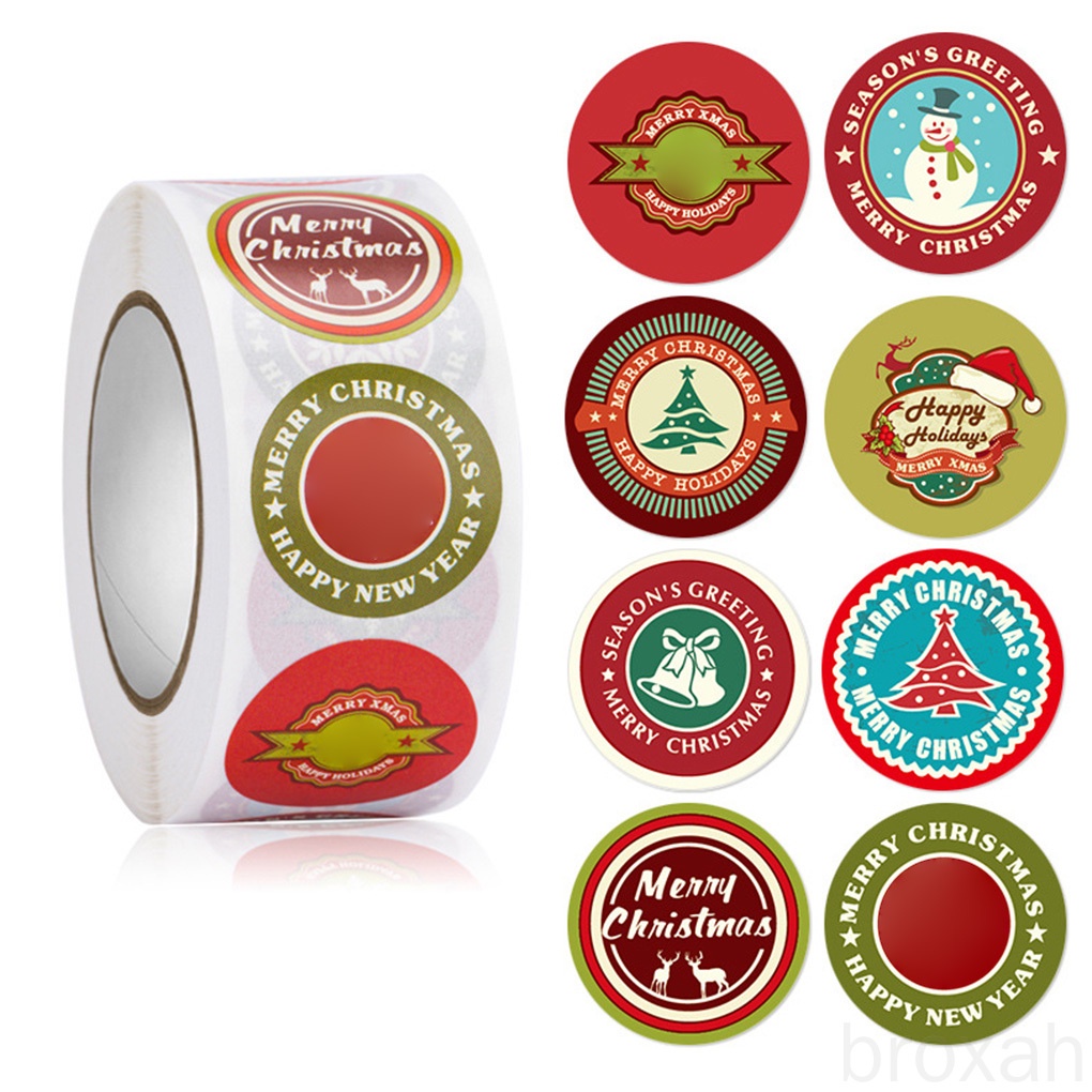 Nhãn Dán Tròn Trang Trí Sổ Lưu Niệm Phong Cách Giáng Sinh