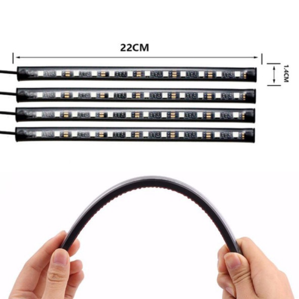 Led dải gầm ghế ô tô điều khiển app trăm chế độ 18 bóng led x 4 thanh hàng loại một