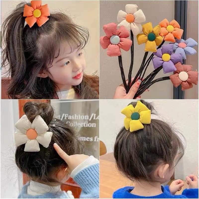 Dây Buộc Tóc Đơn Giản Không Đau Thời Trang Cho Bé Gái - thanh búi  tóc hình hoa cho bé