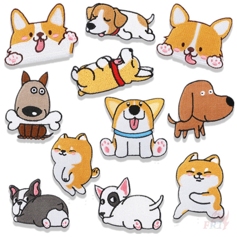 ♥ Miếng Dán Ủi Hình Chú Chó Dễ Thương ♥ 1 Sticker Ủi Thêu Hình Chó Corgi, Chó Corgi, Chó Corgi, Chó Shiba