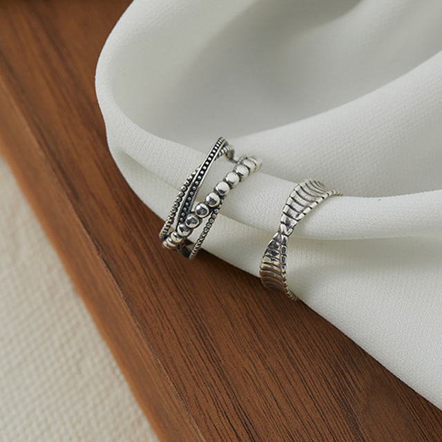 Nhẫn mạ bạc s925 nhiều lớp kiểu dáng thời trang phong cách vintage