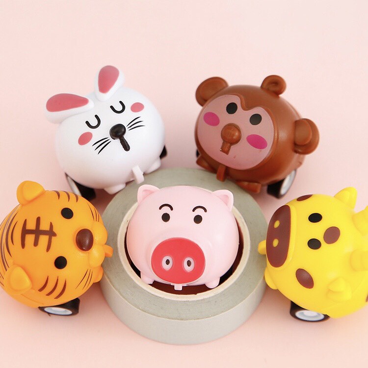 Đồ Chơi Trẻ Em Xe Chạy Cót Mini Hình Thú Ngộ Nghĩnh-6 Mẫu Các Con Thú Quen Thuộc Cho Bé Khám Phá Thế Giới Sóc_Toystore