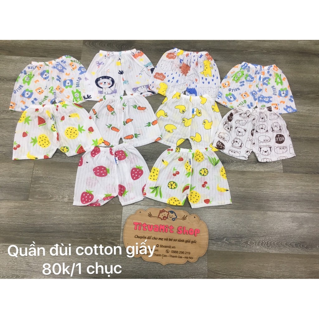 Quần đùi cotton giấy, quần đùi cho bé trai, bé gái