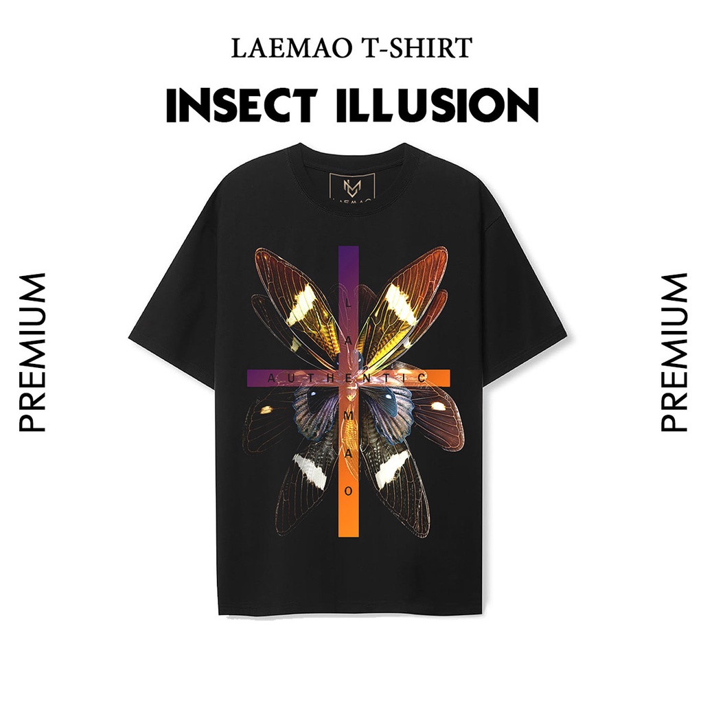 Áo thun local brand LAEMAO, form rộng chất cotton họa tiết INSETC ILLUSION