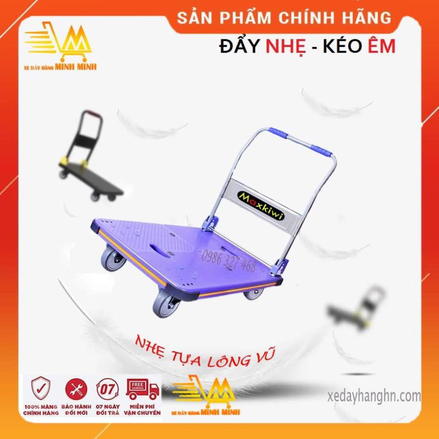 [BH 12th- Hàng Cao Cấp] Xe Đẩy Hàng 150 kg, Xe Đẩy Hàng 4 Bánh Maxkiwi - Êm Siêu Bền, Nhẹ Cam Kết 3-5 Năm Không Hỏng