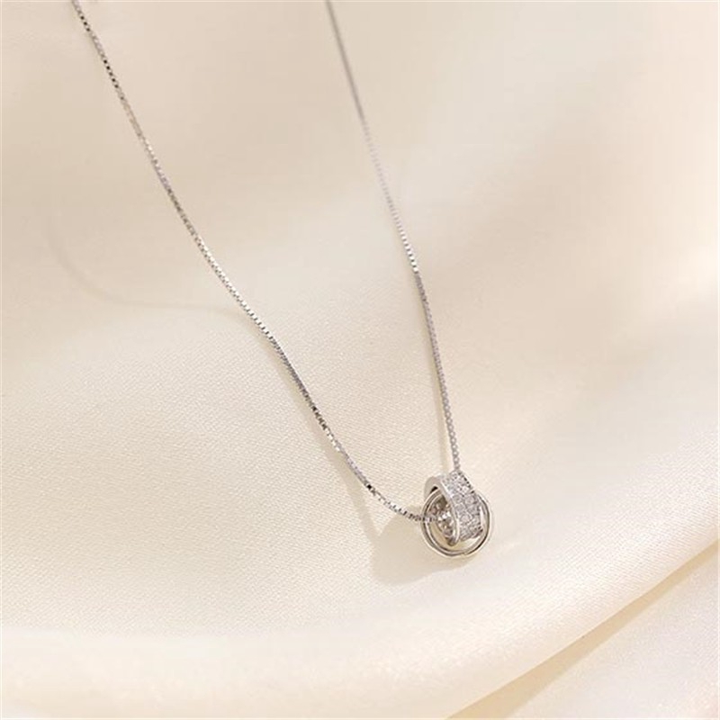 S925 Bạc Dây Chuyền Nhẫn Đôi Thiết Kế Tính Khí Đơn Giản Cá Tính Joker