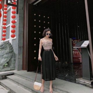 Quần culottes voan kèm belt