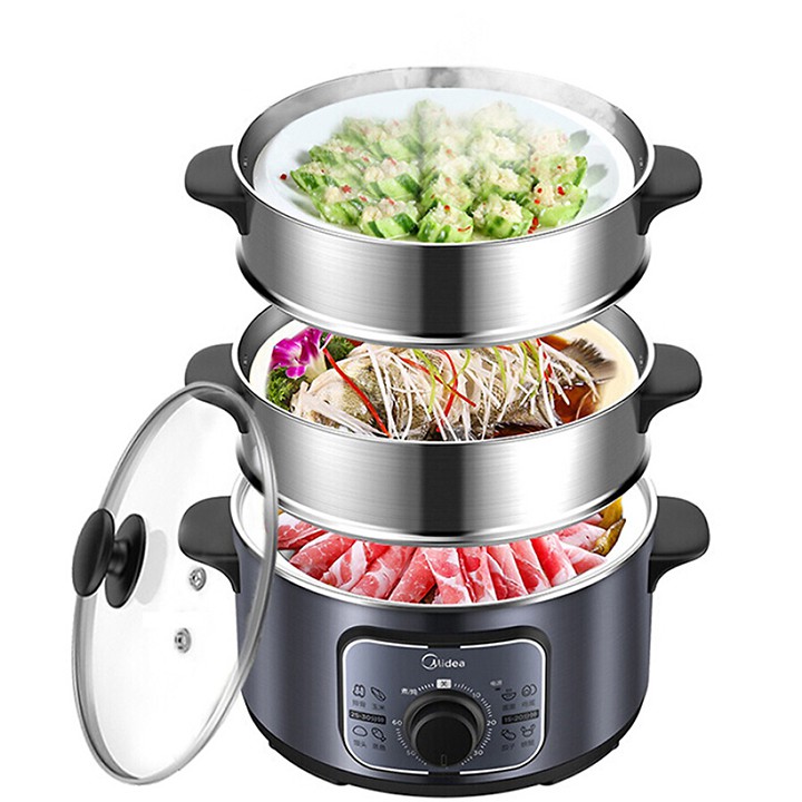 Nồi hấp điện 3 tầng MIDEA 10L MZ-ZG26EASY401 - Bảo hành 1 tháng
