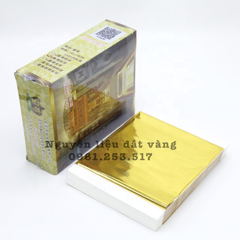 Lá dát vàng 24K 9x9cm trang trí slime, resin, dát vàng tượng, nội thất, đồ lưu niệm