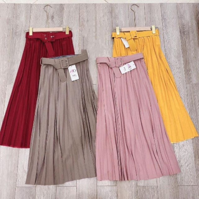 Chân váy dập ly kèm belt