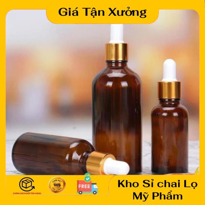 Lọ Chiết Serum ❤ TRÙM SỈ ❤ [100ml] Chai lọ đựng tinh dầu thủy tinh nắp bóp giọt khoen vàng (chai serum) .